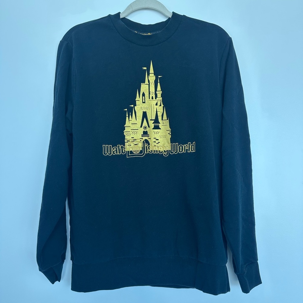 Disney World Parks Cinderella Castle Black And Gold Collection Sweatshirt Crew